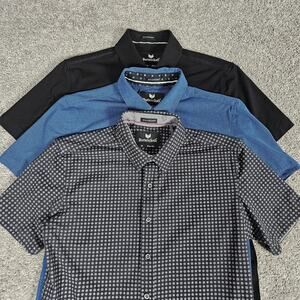 Butter Cloth Shirts Mens Medium Black Blue Slim Fit Icy Cotton AOP Preppy